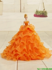 2015 Perfect Strapless Appliques and Beading Quinceanera Dresses in Orange