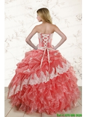 2015 Popular Watermelon Quinceanera Dresses with Strapless