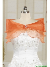 2015 Princess Orange Quinceanera Dresses with Appliques