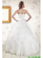 2015 Puffy Appliques Quinceanera Dress in White