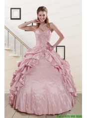 2015 Sweet Spaghetti Straps Quinceanera Dresses in Pink