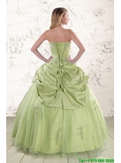 2015 Sweetheart Beading Quinceanera Dress in Yellow Green
