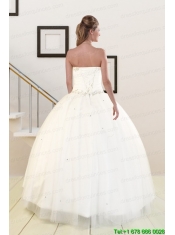 2015 Sweetheart White Elegant Quinceanera Dresses with Beading