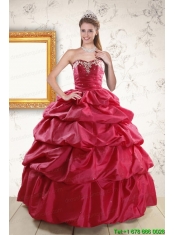 Appliques 2015 Hot Pink Quinceanera Dresses with Lace Up