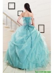 Beading and Ruffles Pretty Quinceanera Dresses in Turquoise for 2015