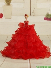 Cheap Red Strapless Quinceanera Dresses with Beading