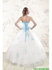 Cheap White Ball Gown Quinceanera Dresses with Appliques and Beading