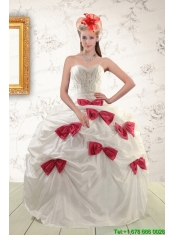 Cheap White Quinceanera Dresses with Beading and Bowknots For 2015