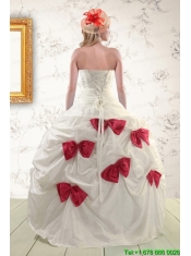 Cheap White Quinceanera Dresses with Beading and Bowknots For 2015