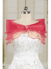 Customize Rolling Flower Beading 2015 Quinceanera Dresses in Coral Red