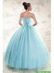 Elegant Beading 2015 Quinceanera Dress in Baby Blue