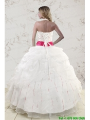 Elegant Halter Belt Beading White 2015 Quinceanera Dresses