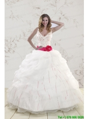 Elegant Halter Belt Beading White 2015 Quinceanera Dresses