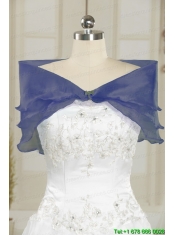 Embroidery and Pick Ups Cheap Quinceanera Dress in Navy Blue