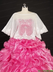 Hot Pink Sweetheart Beading Quinceanera Dresses with Brush Train
