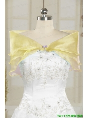 Latest Appliques Quinceanera Dress in Light Yellow For 2015