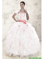 Most Popular White Quinceanera Dresses with Pink Appliques and Ruffles