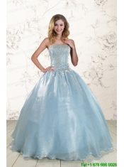 New Style 2015 Beading Sweet 15 Dresses with Strapless