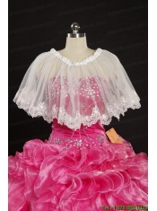 Puffy Strapless Hot Pink Quinceanera Dresses with Embroidery