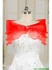 Red Appliques Strapless Quinceanera Dresses for 2015