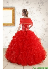 Sweetheart Beading Perfect Red Quinceanera Dresses for 2015