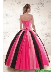 Unique Multi Color Sweet 15 Dresses with Beading for 2015