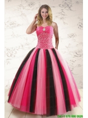 Unique Multi Color Sweet 15 Dresses with Beading for 2015