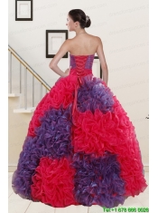Wonderful Beading and Ruffles Multi Color Quinceanera Dresses