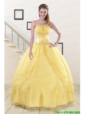 Wonderful Yellow 2015 Quinceanera Dresses with Strapless