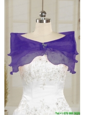 2015 Beaded and Pick ups Purple Quinceanera Dresses with Brush Train