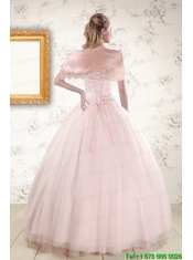 2015 Beading Ball Gown Quinceanera Dresses in Light Pink