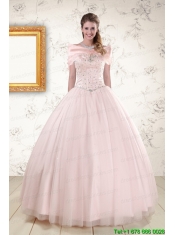 2015 Beading Ball Gown Quinceanera Dresses in Light Pink