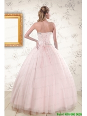 2015 Beading Ball Gown Quinceanera Dresses in Light Pink