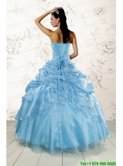 2015 Brand New Aqua Blue Quinceanera Dresses with Appliques