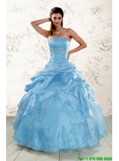 2015 Brand New Aqua Blue Quinceanera Dresses with Appliques