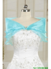 2015 Cheap Aqua Blue Appliques Quinceanera Dresses with Appliques