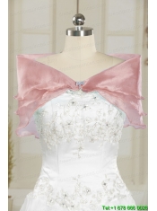 2015 Discount Strapless Appliques and Belt Quinceanera Dresses in White