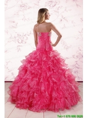 2015 Elegant Sweetheart Hot Pink Quinceanera Dresses with Ruffles