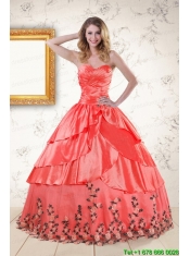 2015 Exquisite Quinceanera Gowns with Ruching and Appliques