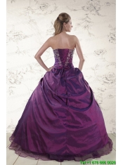 2015 Modern Purple Sweetheart Appliques Quinceanera Dresses