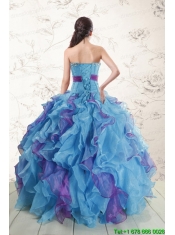 2015 New Style Multi Color Quinceanera Dresses with Beading and Ruffles