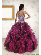 2015 New Style Sweetheart Ruffles Quinceanera Dresses in Multi Color