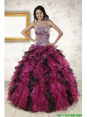 2015 New Style Sweetheart Ruffles Quinceanera Dresses in Multi Color