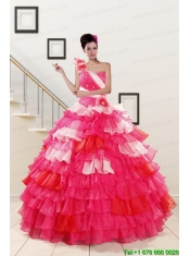 2015 One Shoulder Pretty Quinceanera Dresses in Multi Color