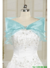 2015 Pretty Blue and White Quinceanera Dresses with Beading and Pick Ups