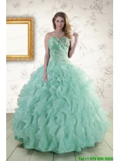 2015 Pretty Sweetheart Beading Quinceanera Dresses in Apple Green