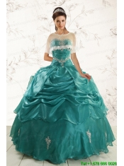 2015 Pretty Sweetheart Organza Appliques Sweet 16 Dresses