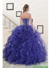 2015 Pretty Sweetheart Purple Quinceanera Dresses with Beading and Ruffles