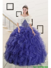 2015 Pretty Sweetheart Purple Quinceanera Dresses with Beading and Ruffles