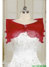 2015 Red Ball Gown Strapless Sweet 15 Dresses with Beading and Ruffles